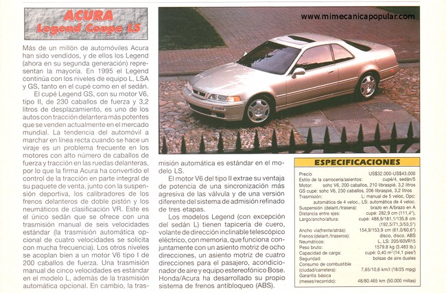 Acura Legend Coupe LS - Junio 1995