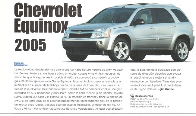 Chevrolet Equinox 2005 - Mayo 2004