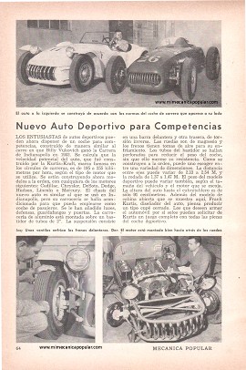 Nuevo Auto Deportivo para Competencias - Agosto 1953