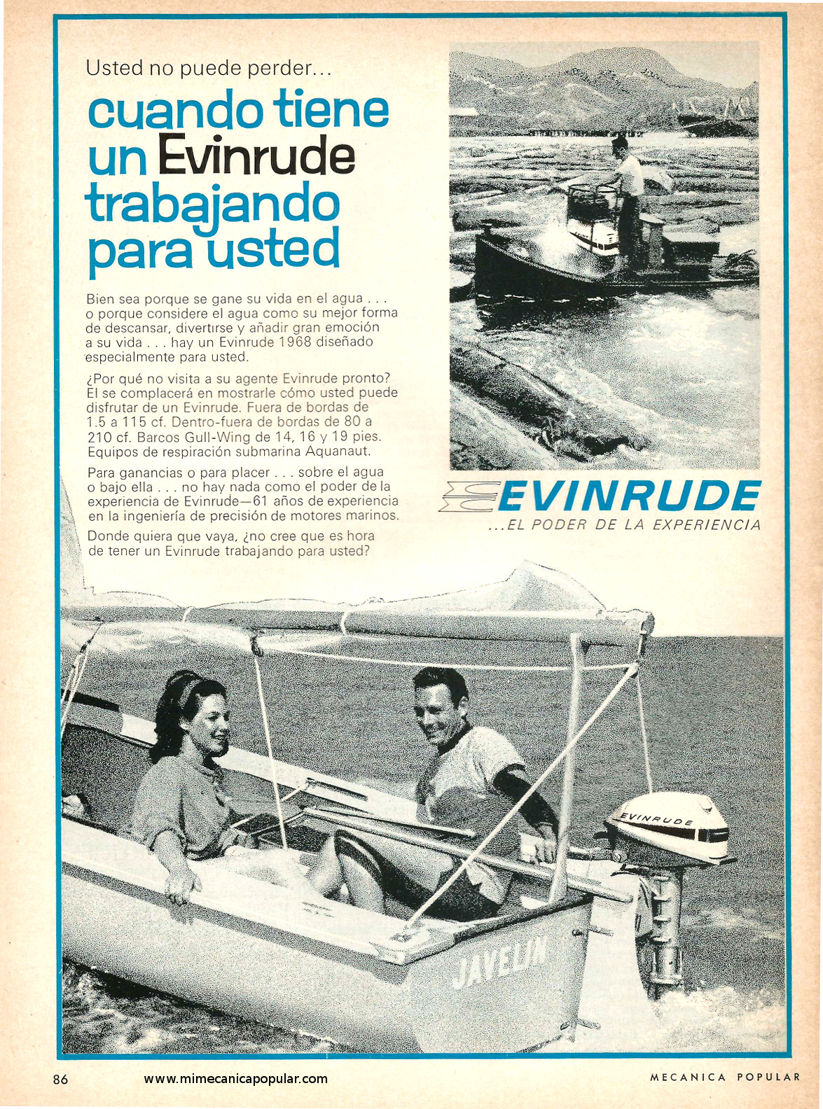 Publicidad - Motores Fuera de Borda Evinrude - Marzo 1958