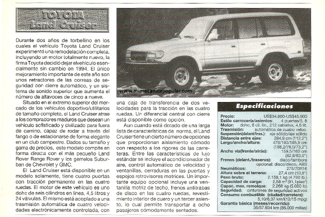 Toyota Land Cruiser - Septiembre 1994