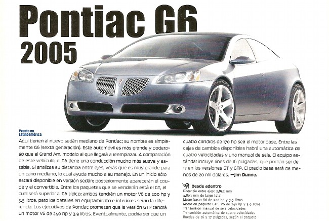 Pontiac G6 2005 - Abril 2004