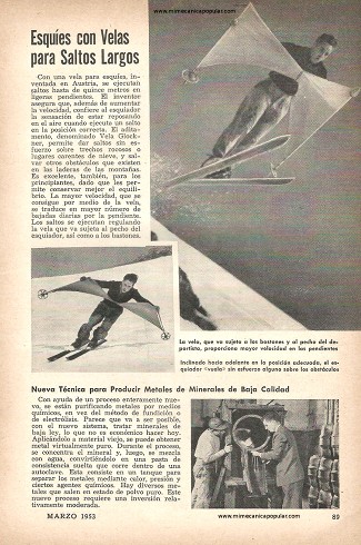 Esquíes con Velas para Saltos Largos - Marzo 1953