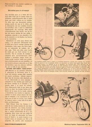 Las Mejores Bicicletas para la Ciudad y el Campo - Septiembre 1974