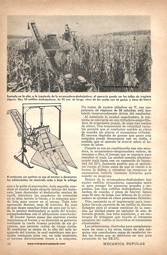 Moderna cosechadora que lleva los implementos a cuestas - Octubre 1953