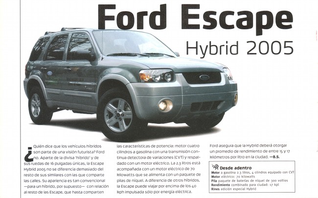 Ford Escape Hybrid 2005 - Septiembre 2004