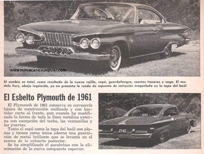 El Esbelto Plymouth de 1961 - Diciembre 1960
