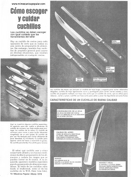 Cómo escoger y cuidar cuchillos - Marzo 1979