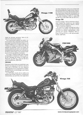 Motocicletas Yamaha - Agosto 1990