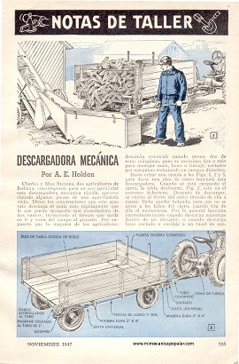 Para el agricultor: Descargadora Mecánica - Noviembre 1947