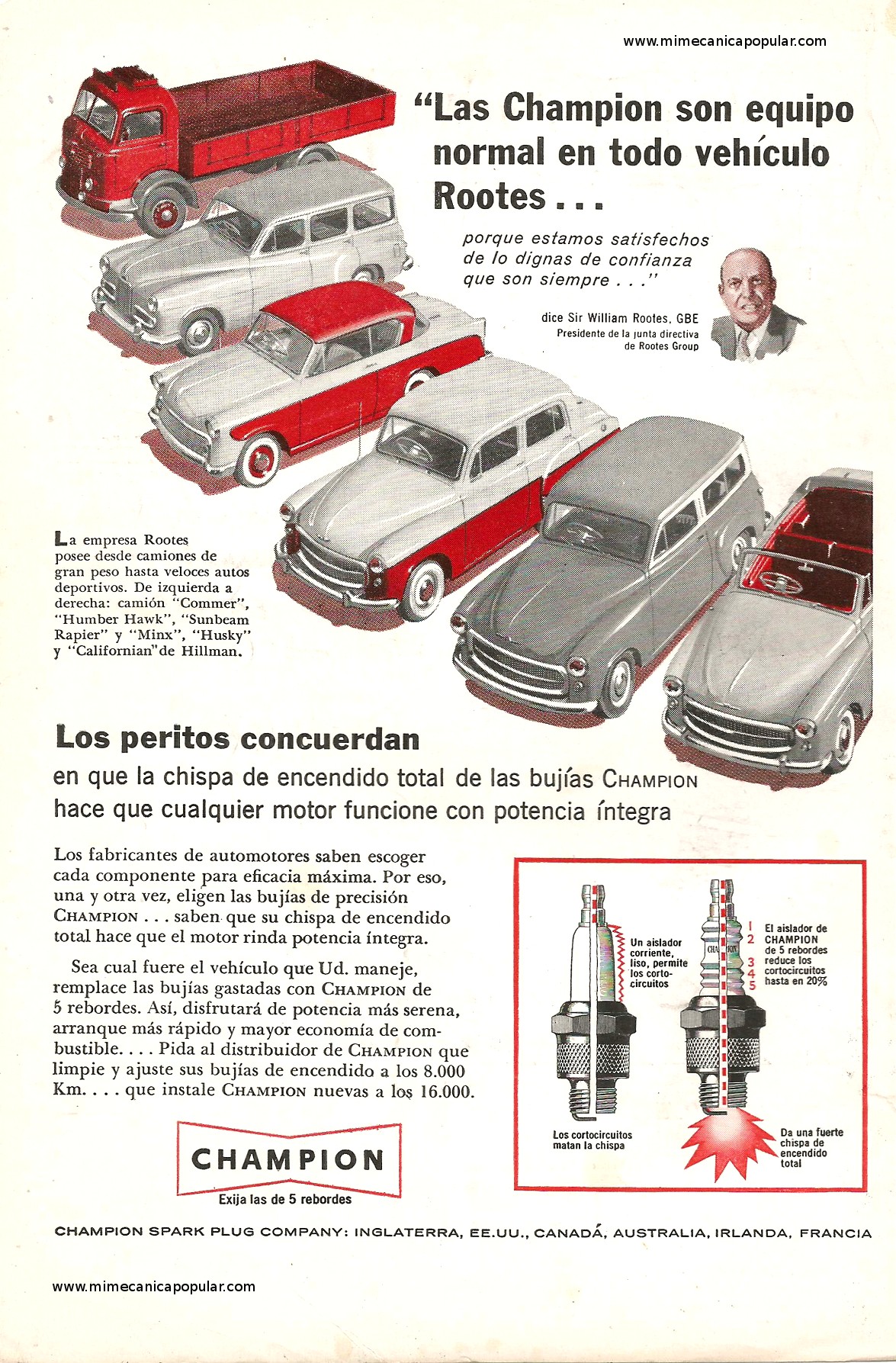 Publicidad - Bujías Champion - Marzo 1956