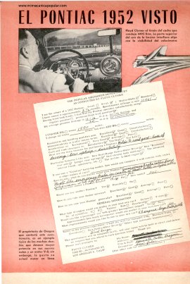 El Pontiac 1952 visto Por Sus Dueños -Julio 1952