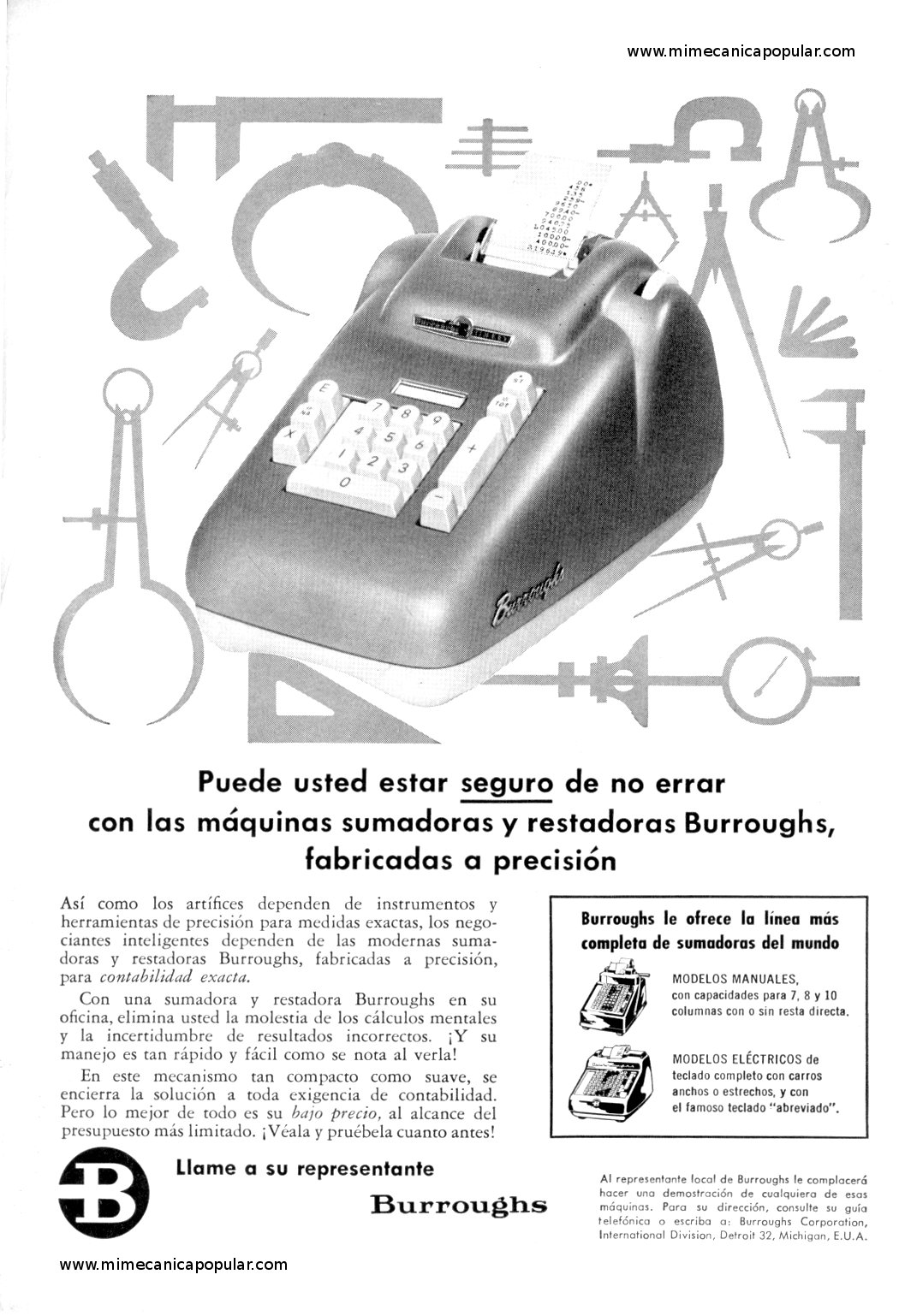 Publicidad - Máquinas sumadoras Burroughs - Abril 1960