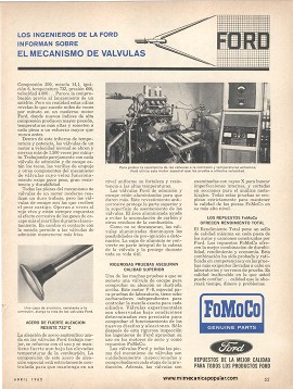 Los ingenieros de la Ford informan: El Mecanismo de Válvulas - Abril 1965