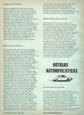 Noticias Automovilísticas - Mayo 1975
