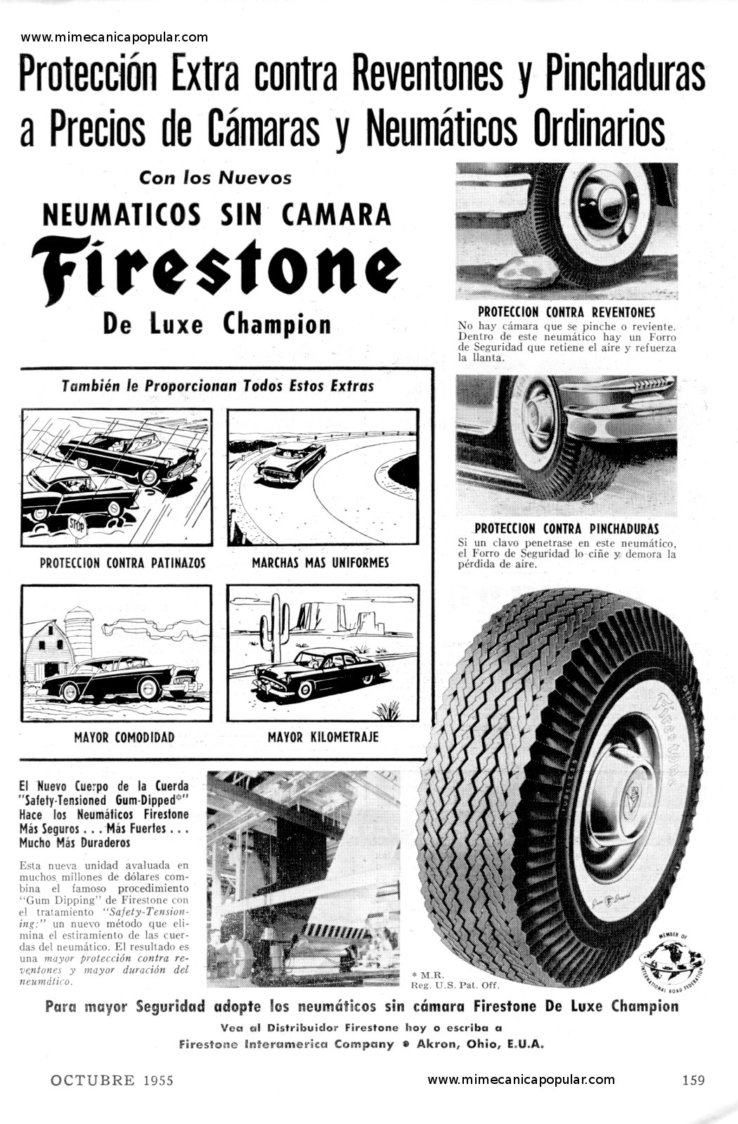 Publicidad - Neumáticos Firestone - Octubre 1955
