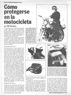 Cómo protegerse en la motocicleta - Marzo 1980