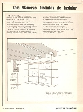 Seis Maneras Distintas de Instalar Anaqueles - Noviembre 1973