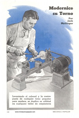 Levantando el cabezal y contrapunta de torno pequeño para madera - Agosto 1947