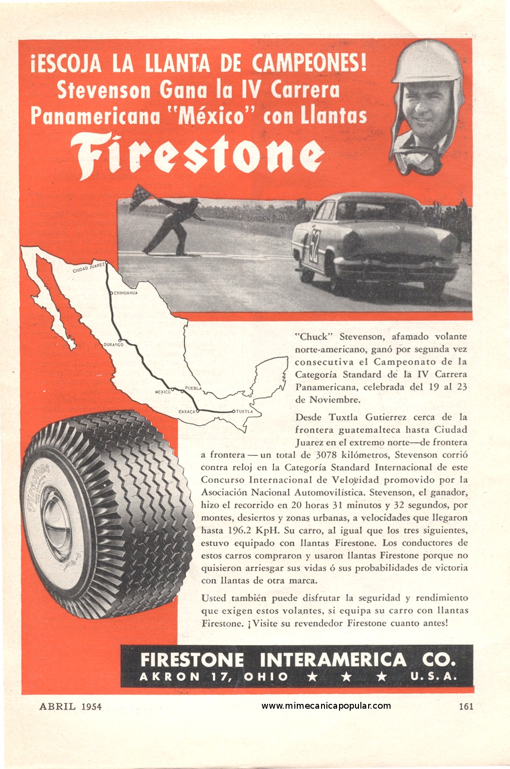 Publicidad - Neumáticos Firestone - Abril 1954