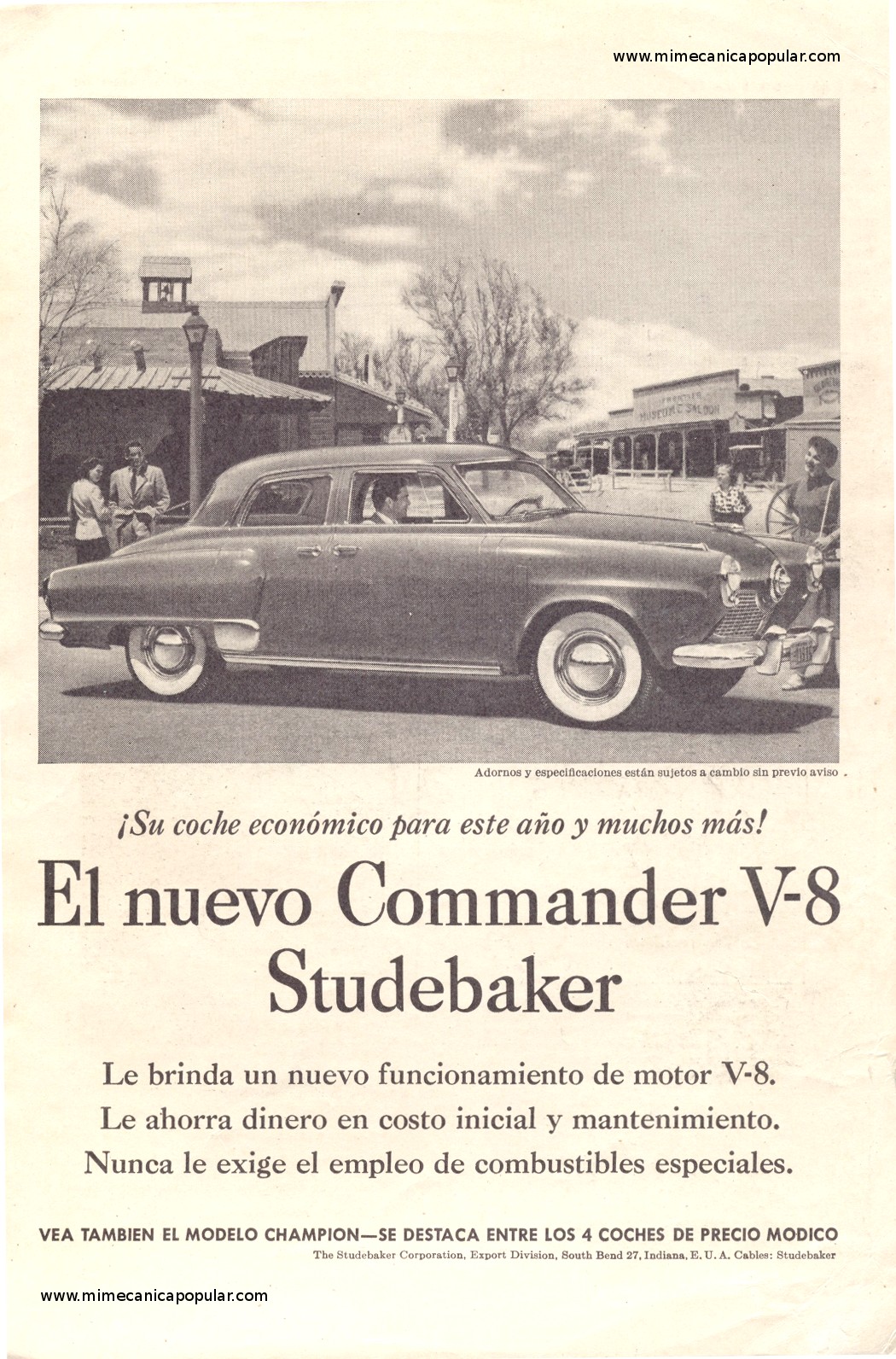 Publicidad - Commander V-8 Studebaker - Junio 1951