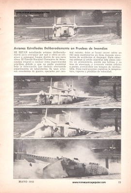 Aviones Estrellados Deliberadamente en Pruebas de Incendios - Mayo 1953