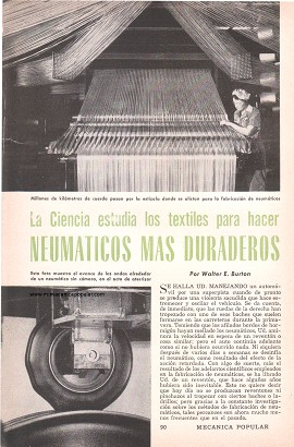 La ciencia estudia los textiles para hacer neumáticos más duraderos - Mayo 1957
