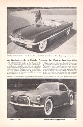 Los Diseñadores de la Chrysler Presentan Dos Modelos Experimentales - Marzo 1954