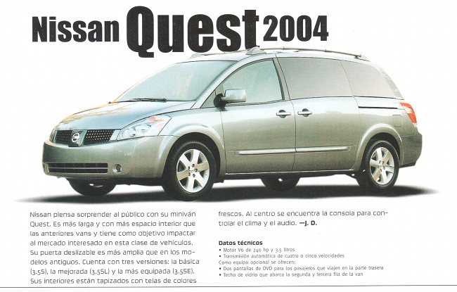 Nissan Quest 2004 - Octubre 2003