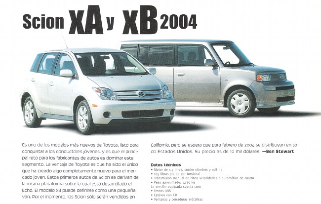 Toyota Scion XA y XB 2004 - Octubre 2003