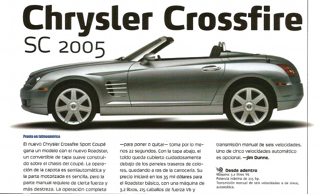 Chrysler Crossfire SC 2005 - Julio 2004