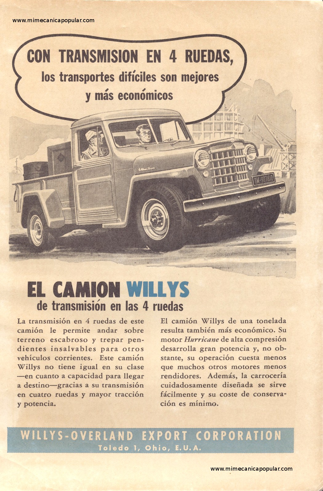 Publicidad - Camión Willys - Marzo 1951
