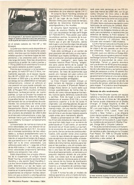 Los Autos Chrysler para 1985 - Diciembre 1984