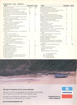 Publicidad - Chrysler Spirit 1990 - Diciembre 1989