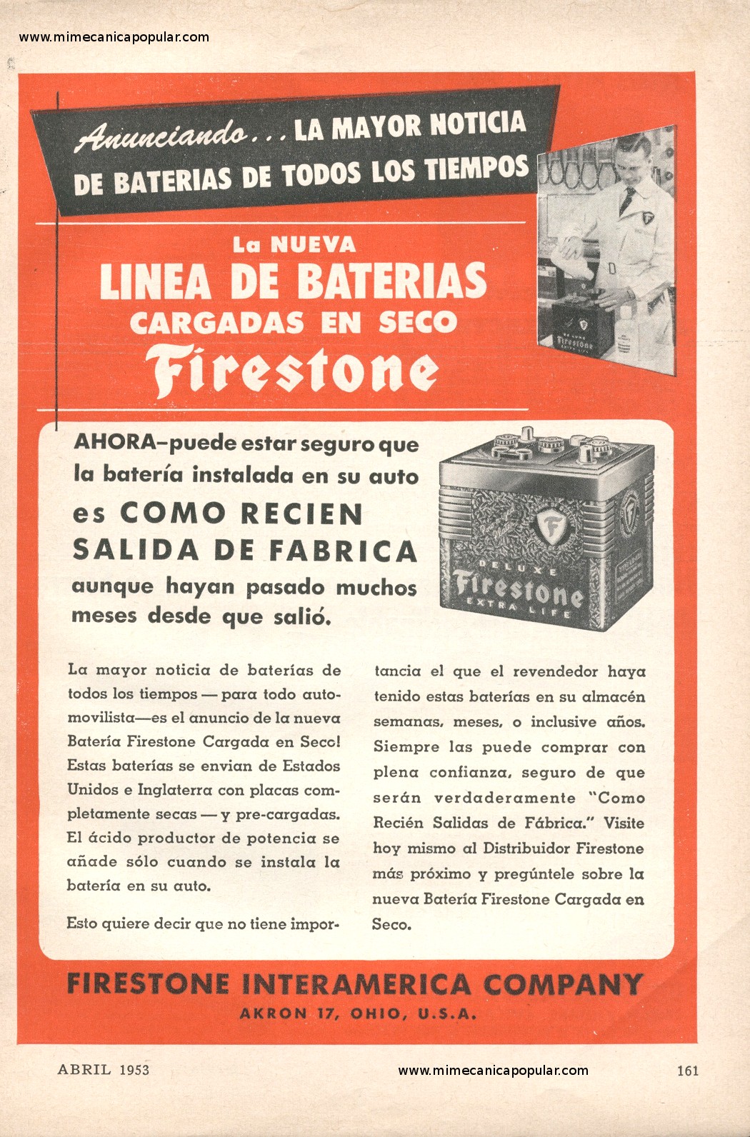 Publicidad - Baterías Firestone - Abril 1953