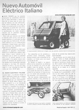 Automóvil Eléctrico Italiano -ELCAR Zagato - Abril 1975