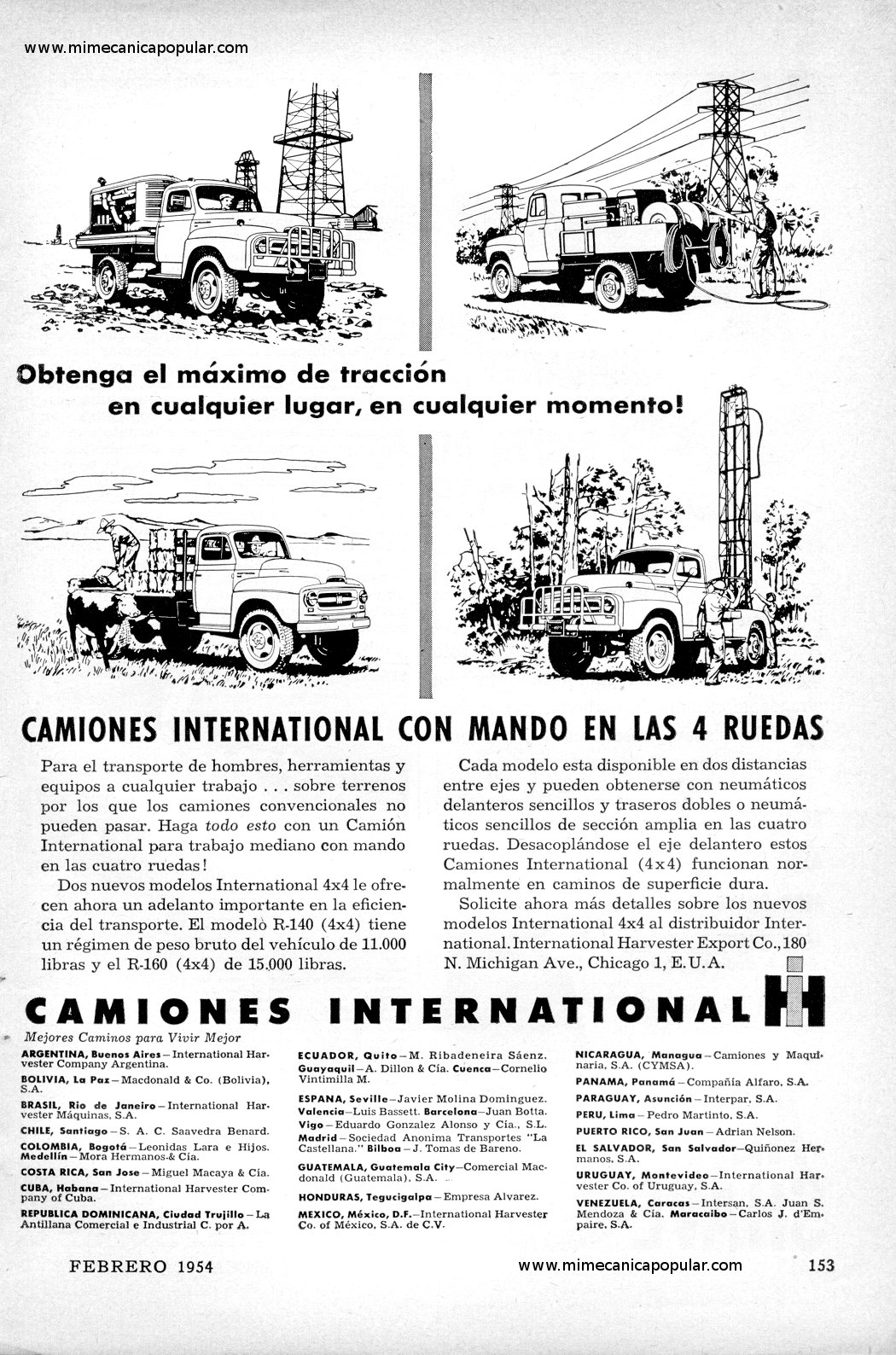 Publicidad - Camiones International - Febrero 1954