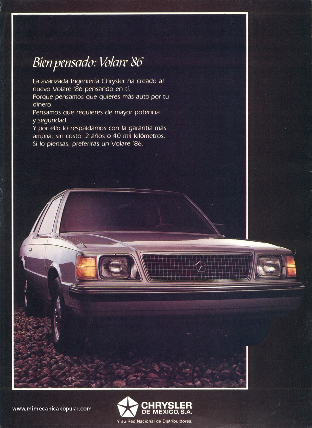 Publicidad - Chrysler Volare - Julio 1986