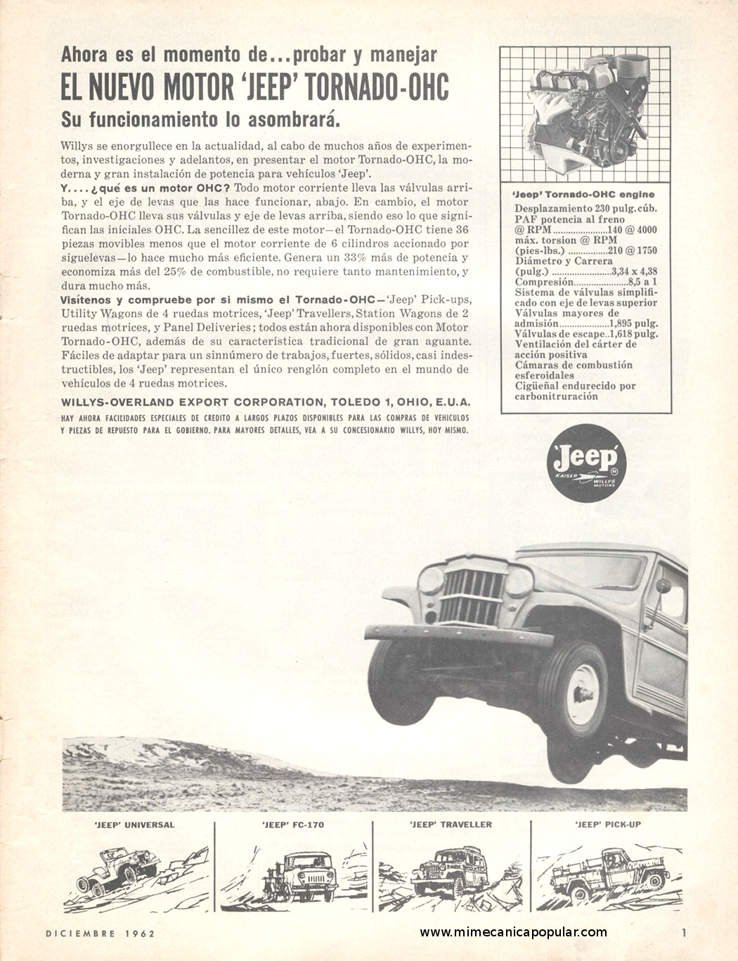 Publicidad - Jeep - Diciembre 1962
