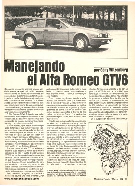 Manejando el Alfa Romeo GTV6 - Marzo 1982