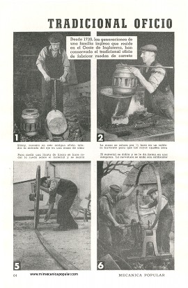 Tradicional oficio de un viejo artesano - Ruedas de carreta - Diciembre 1947