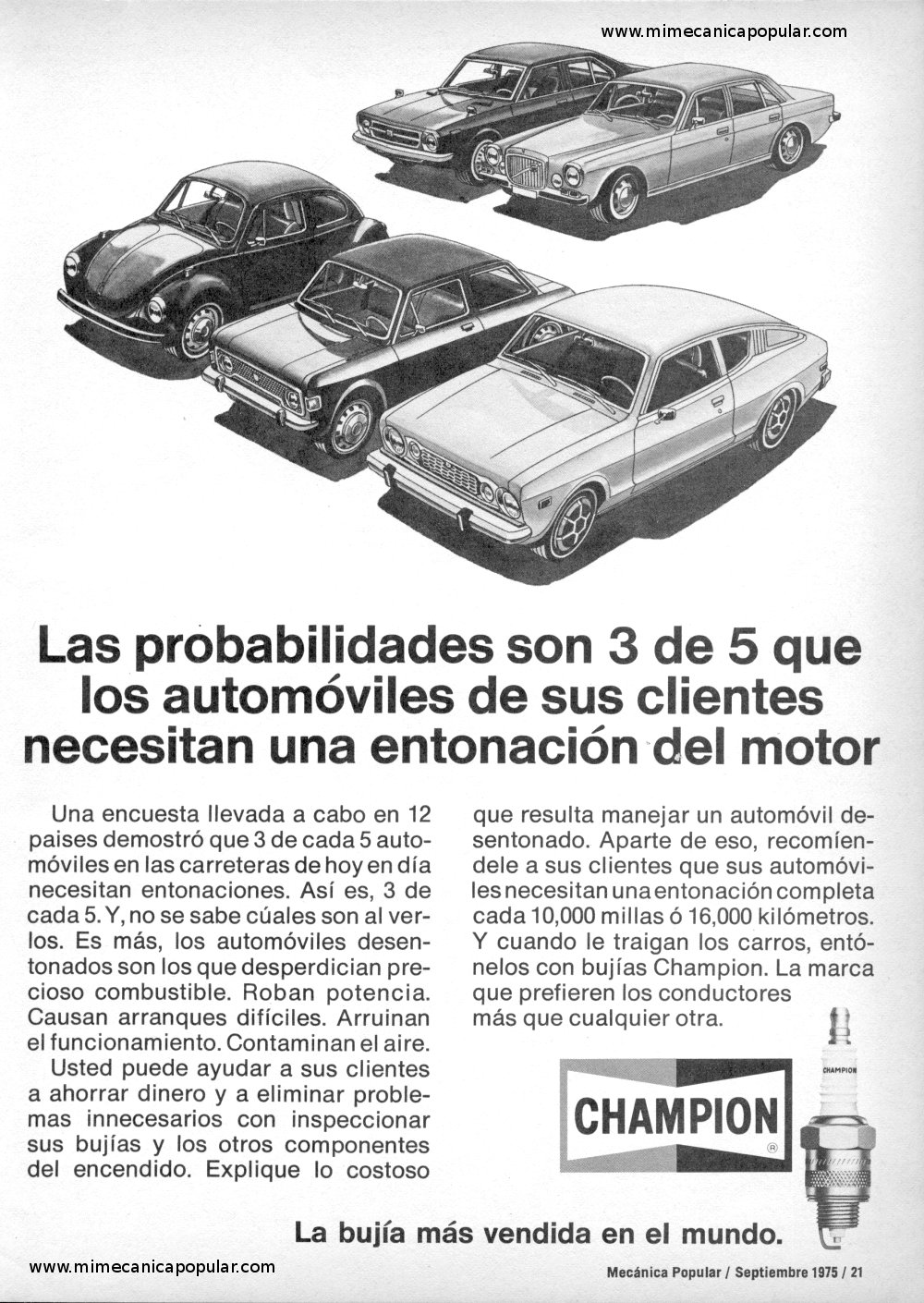 Publicidad - Bujías Champion - Septiembre 1975