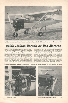 Avión Liviano Dotado de Dos Motores - Junio 1956