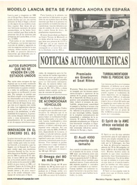 Noticias Automovilísticas - Agosto 1979