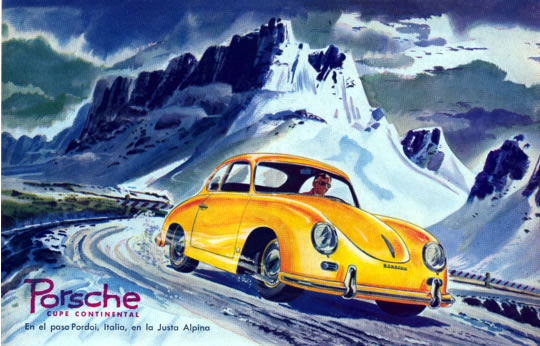 Porsche Cupe Continental - En el Paso Pordoi, Italia, en la Justa Alpina
