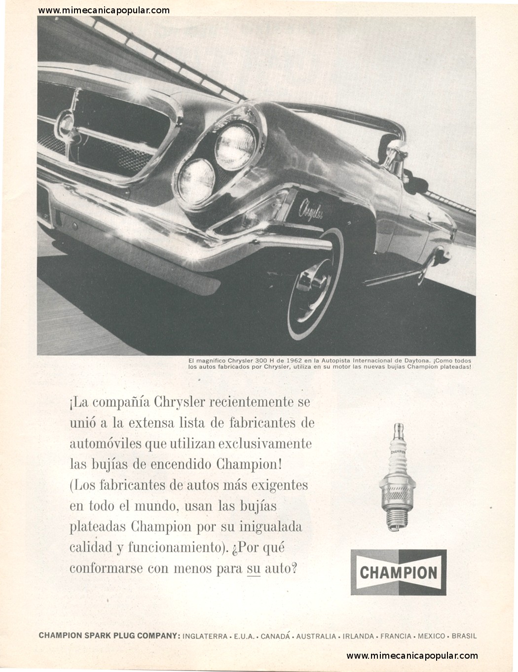 Publicidad - Bujías Champion - Junio 1962