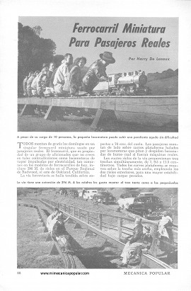 Ferrocarril Miniatura Para Pasajeros Reales - Noviembre 1954