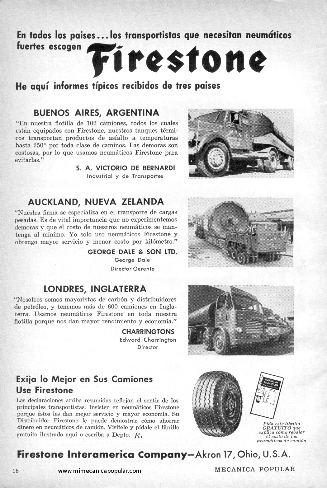 Publicidad - Neumáticos Firestone - Abril 1960