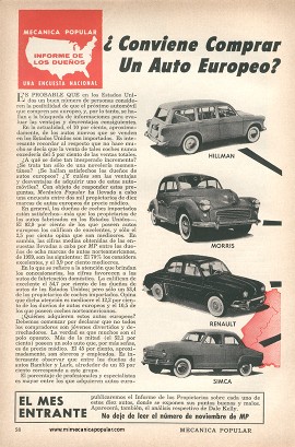 ¿Conviene Comprar Un Auto Europeo? - Octubre 1959