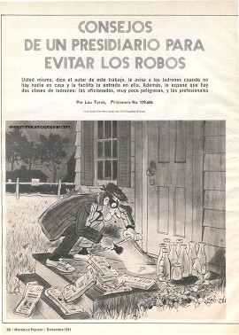 Consejos de un presidiario para evitar los robos - Diciembre 1971